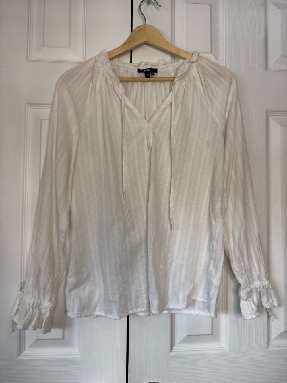 PAIGE White Boho Tie-Neck Peasant Top